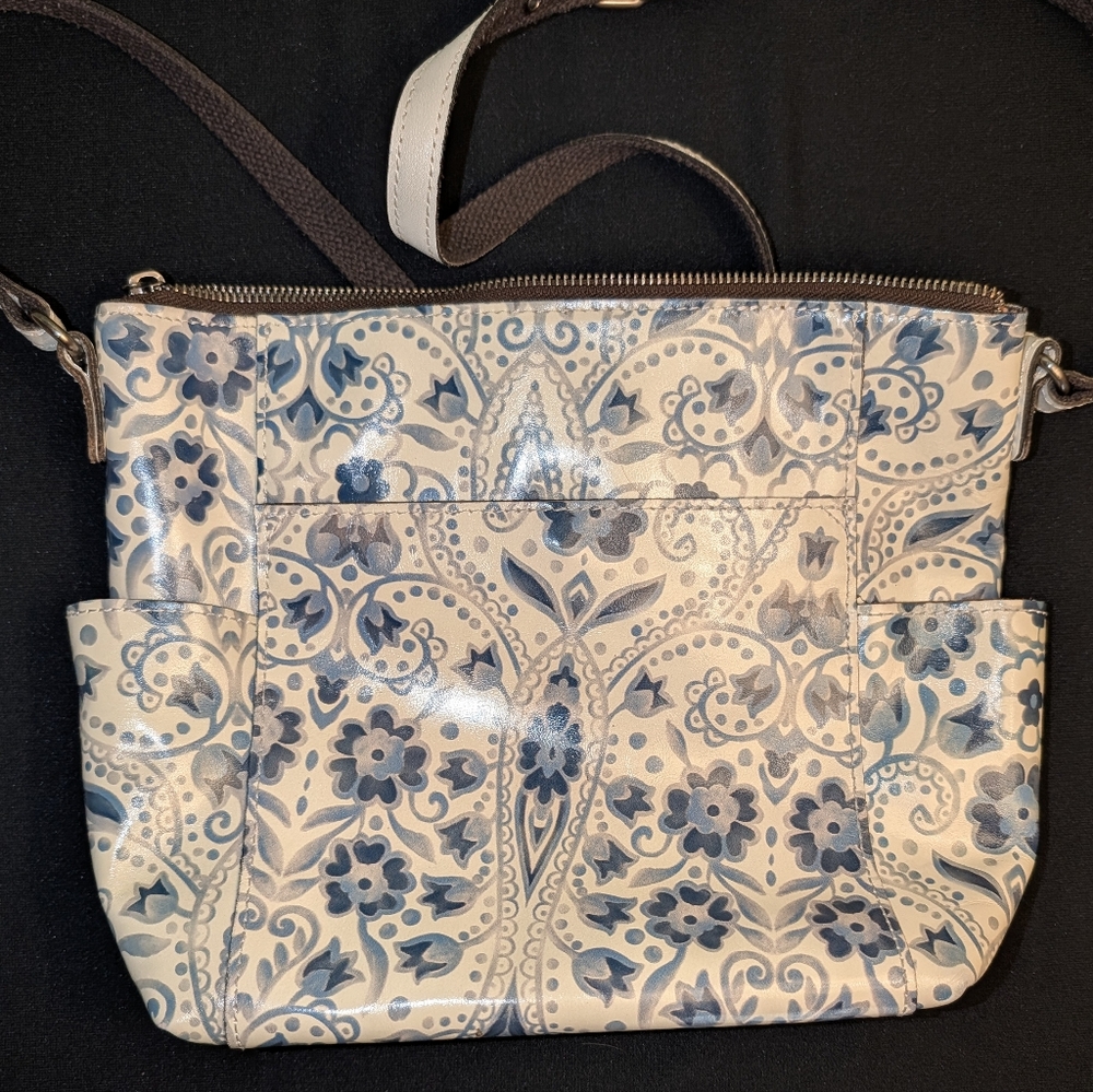Patricia Nash Floral Blue and White Crossbody - Picture 2 of 5